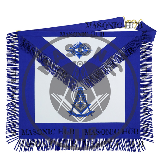 Masonic Past Master Apron Freemason Blue Lodge Regalia with Fringe & Embroidery