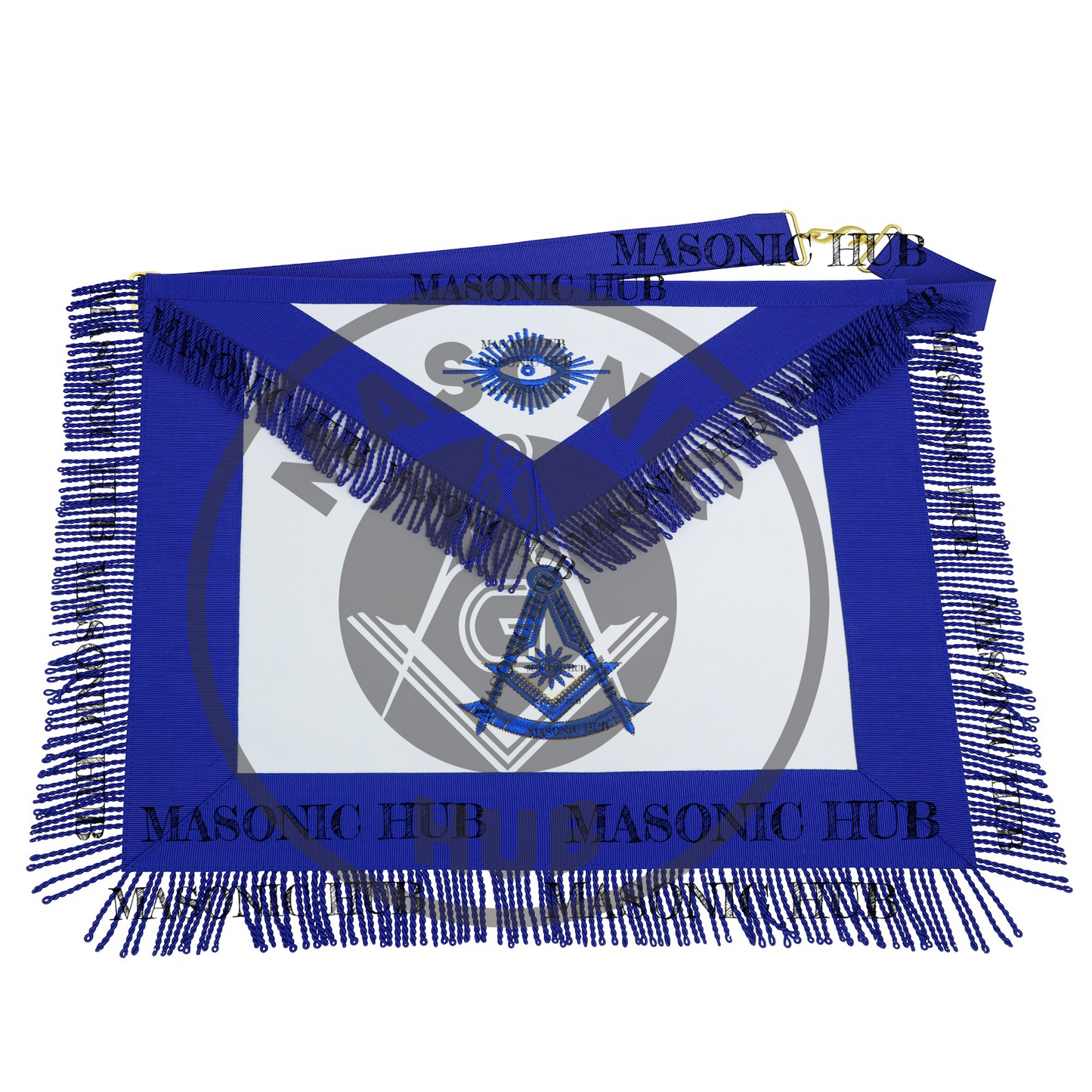 Masonic Past Master Apron Freemason Blue Lodge Regalia with Fringe & Embroidery