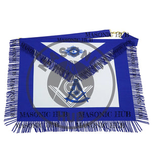 Masonic Past Master Apron Freemason Blue Lodge Regalia with Fringe & Embroidery Masonic Hub