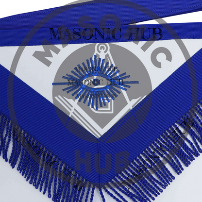 Masonic Past Master Apron – Embroidered with Metallic Silver Threads & Fringe