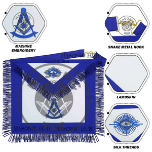 Masonic Past Master Apron Freemason Blue Lodge Regalia with Fringe & Embroidery Masonic Hub