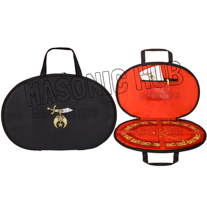 MASONIC SHRINER LOGO CHAIN COLLAR CASE WITH CHAIN COLAR & GLOVES + FREE JEWEL