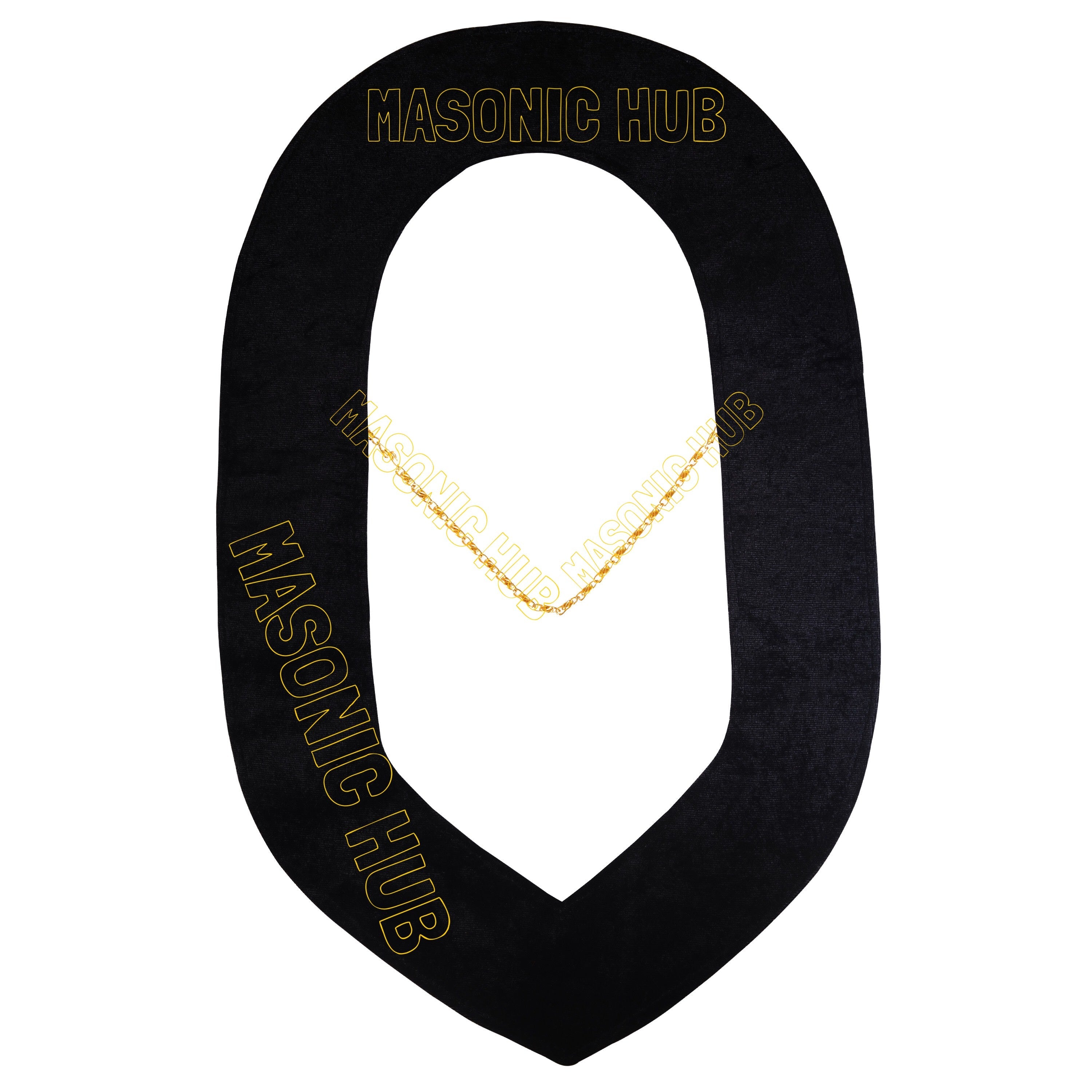 Masonic Regalia Knights Templar Commandery Chain Collar Black Velvt -Gold Plated Masonic Hub