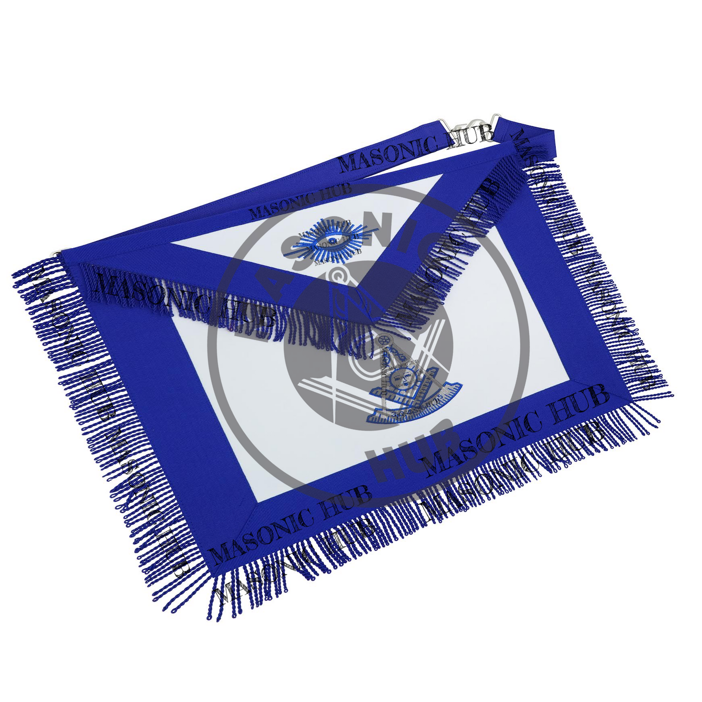 Masonic Past Master Apron – Embroidered with Metallic Silver Threads & Fringe