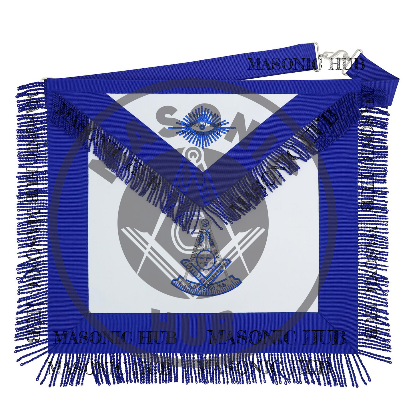 Masonic Past Master Apron – Embroidered with Metallic Silver Threads & Fringe