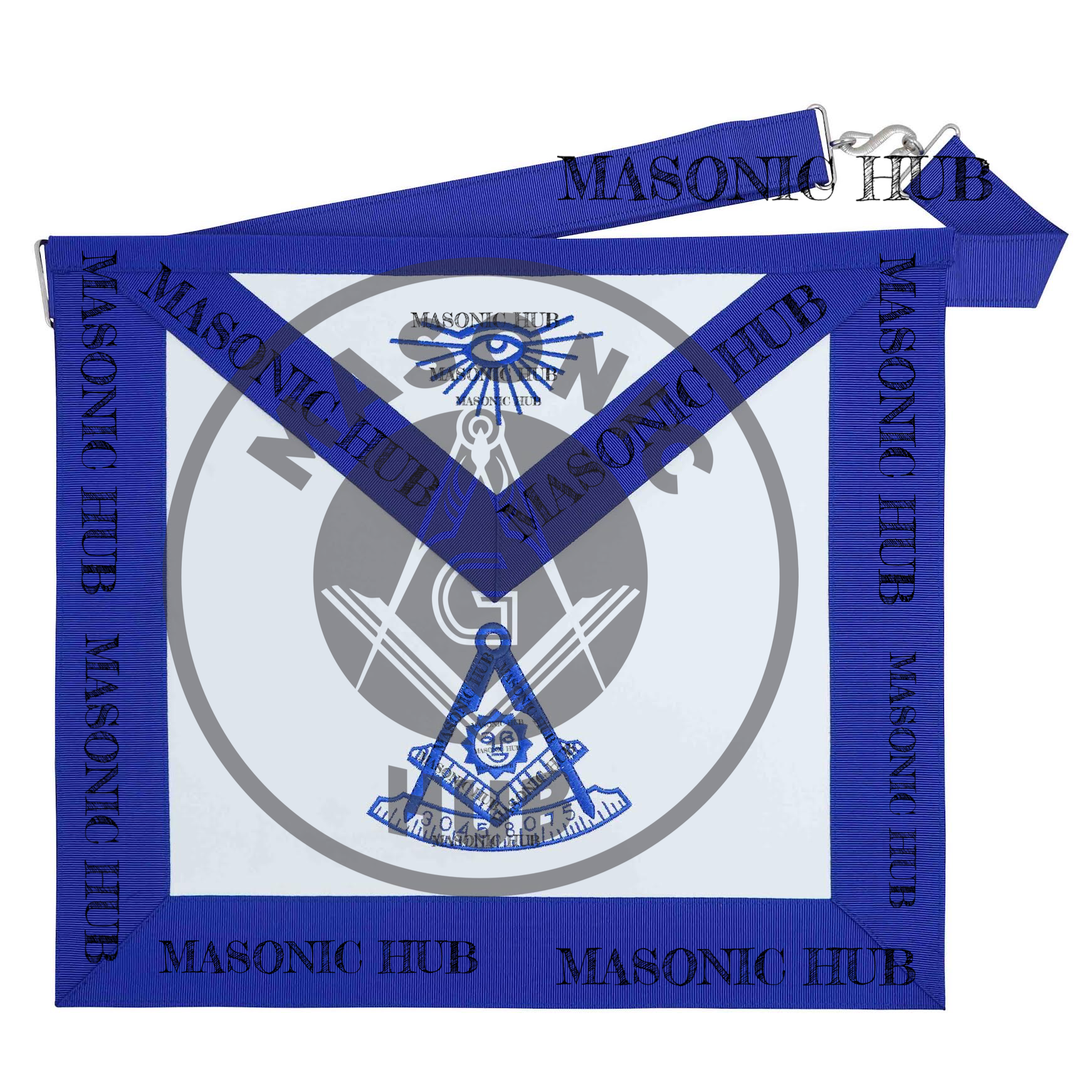 Masonic Past Master Apron – Embroidered with Metallic Silver Threads & Fringe