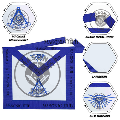 Masonic Past Master Apron – Embroidered with Metallic Silver Threads & Fringe (Copy)
