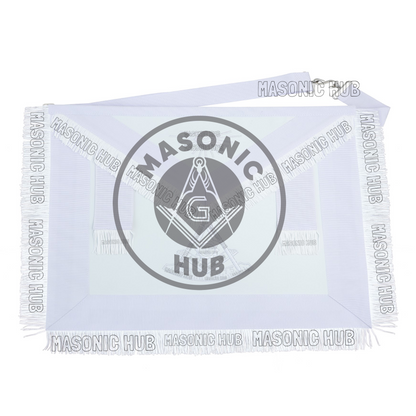 New Freemason Past Master Fringe Apron All White with Sun Emblem Embroidery