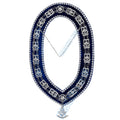 Masonic Past Master Metal Chain Collar Blue Backing With Rhinestones & Jewel Masonic Hub