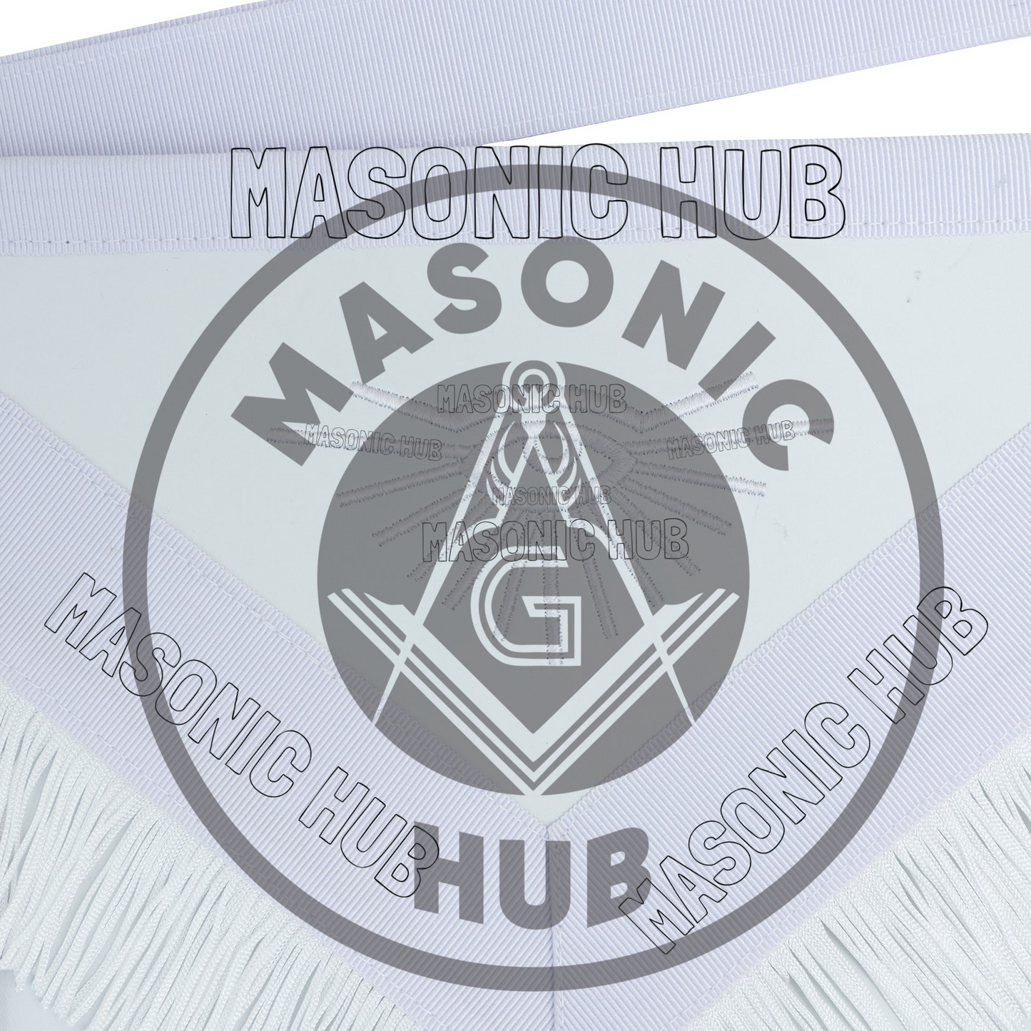 New Freemason Past Master Fringe Apron All White with Sun Emblem Embroidery