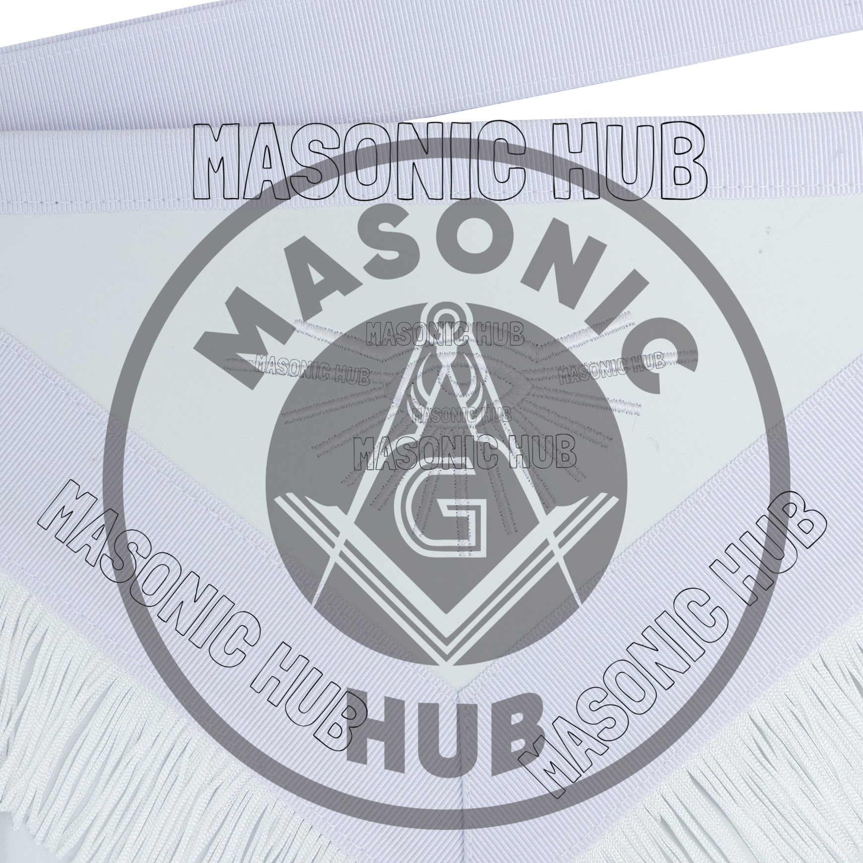 New Freemason Past Master Fringe Apron All White with Sun Emblem Embroidery Masonic Hub