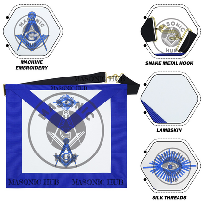 Masonic Regalia Aprons Master Mason Apron Blue Lodge With Embroidery 14"x16"