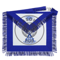 Past Master Masonic Apron – All Blue Sun Emblem with Embroidery & Fringe Regalia Masonic Hub