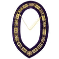 MASONIC REGALIA GRAND LODGE MASON METAL DRESS CHAIN COLLAR PURPLE BACKING - GOLD Masonic Hub