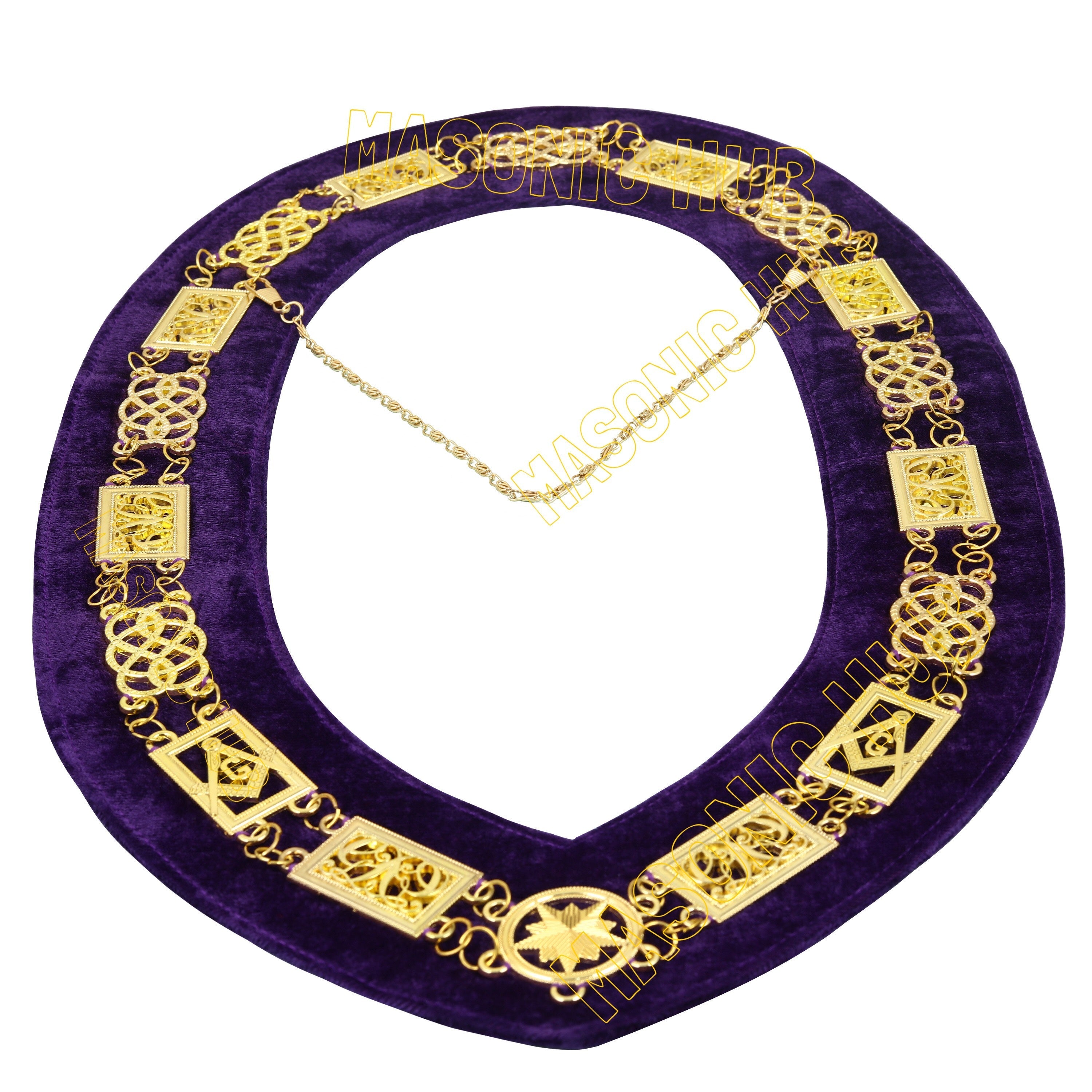 Masonic Grand Master Apron Set – Sheepskin Leather, Gold Bullion Embroidery + Chain Collar, Jewel & Gauntlet Cuffs Masonic Hub