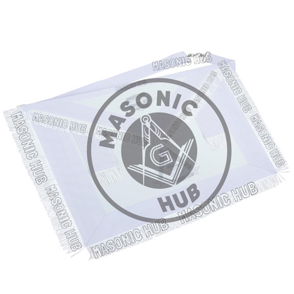 Masonic Past Master Apron – Freemason All White Fringe Regalia with Embroidery