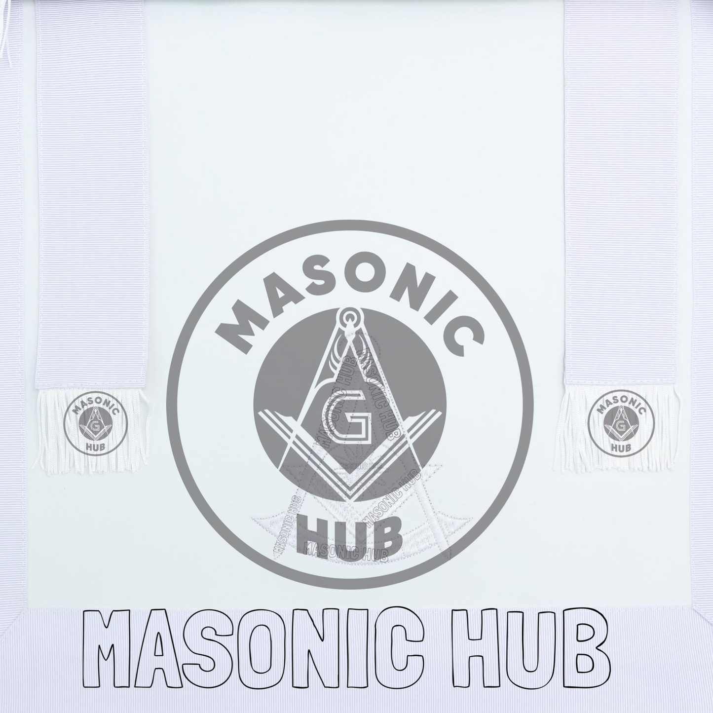 Masonic Past Master Apron – Freemason All White Fringe Regalia with Embroidery