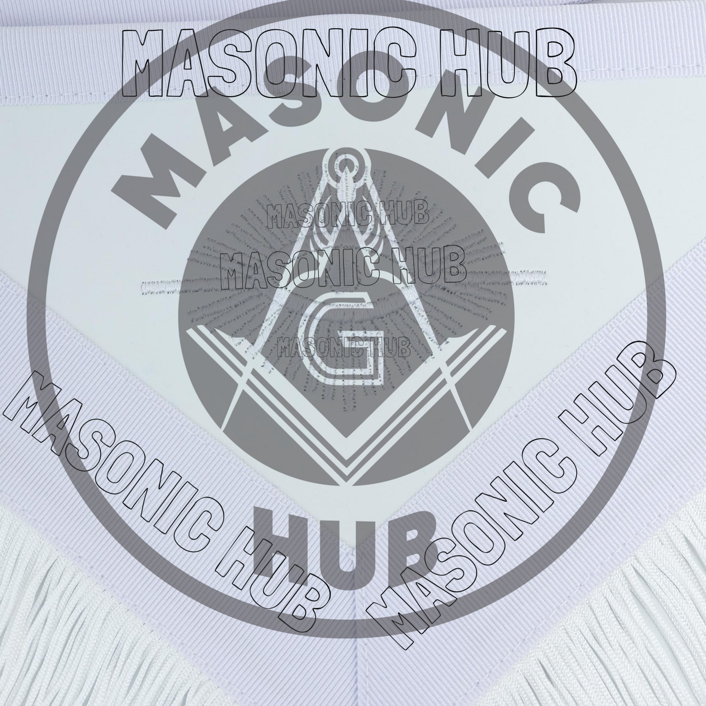 Masonic Past Master Apron – Freemason All White Fringe Regalia with Embroidery