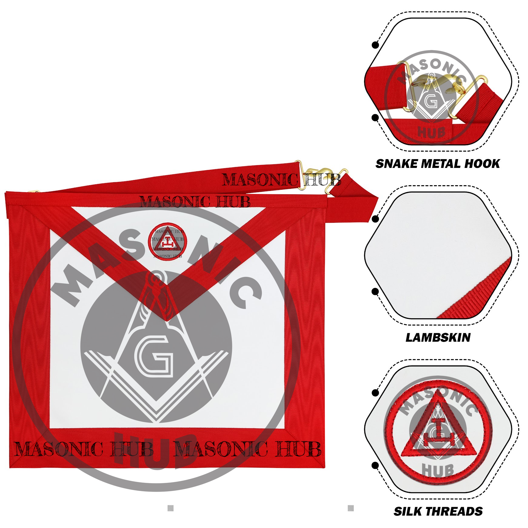 Masonic Royal Arch Synthetic Leather Apron Machine Embroidered Freemason Regalia Masonic Hub