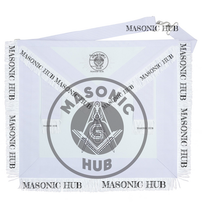 Masonic Regalia All White Master Mason Apron Blue Lodge With Embroidery- Fringe