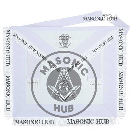 Masonic Regalia All White Master Mason Apron Blue Lodge With Embroidery- Fringe