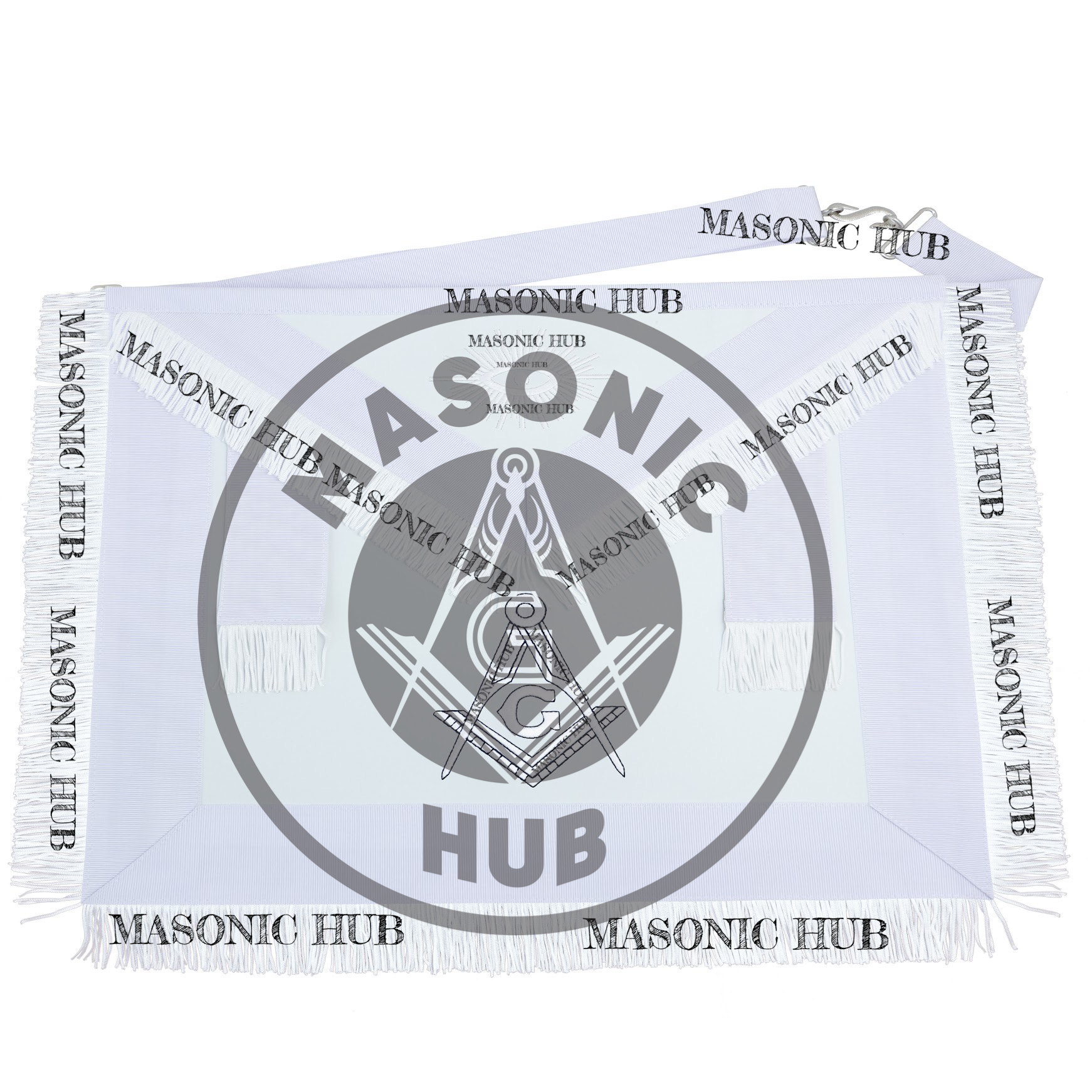 Masonic Regalia All White Master Mason Apron Blue Lodge With Embroidery- Fringe Masonic Hub