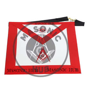Scottish Rite Master Mason Apron – Red Lodge with All-Seeing Eye Compass Square Masonic Hub