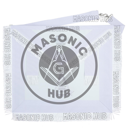 Masonic Past Master Apron – Compass & Quadrant with Sun Embroidered & Fringe