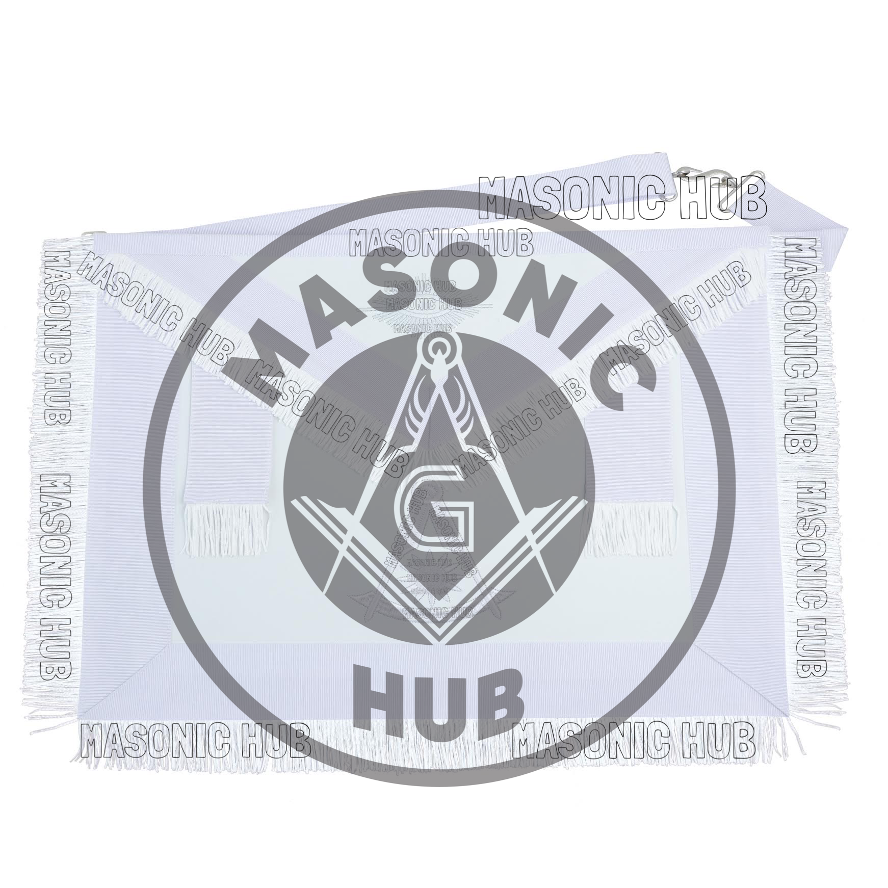 Masonic Past Master Apron – Compass & Quadrant with Sun Embroidered & Fringe Masonic Hub
