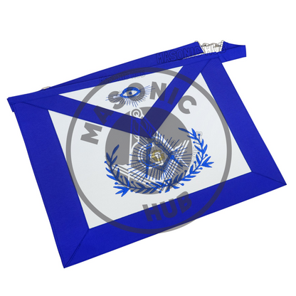 Master Mason Masonic Regalia Apron with Wreath Faux Leather, Machine Embroidered