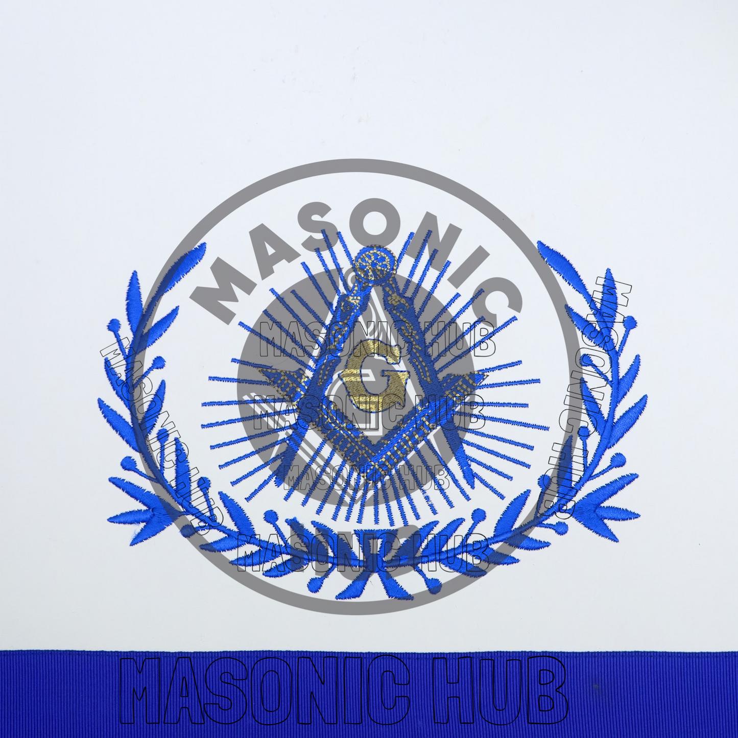 Master Mason Masonic Regalia Apron with Wreath Faux Leather, Machine Embroidered