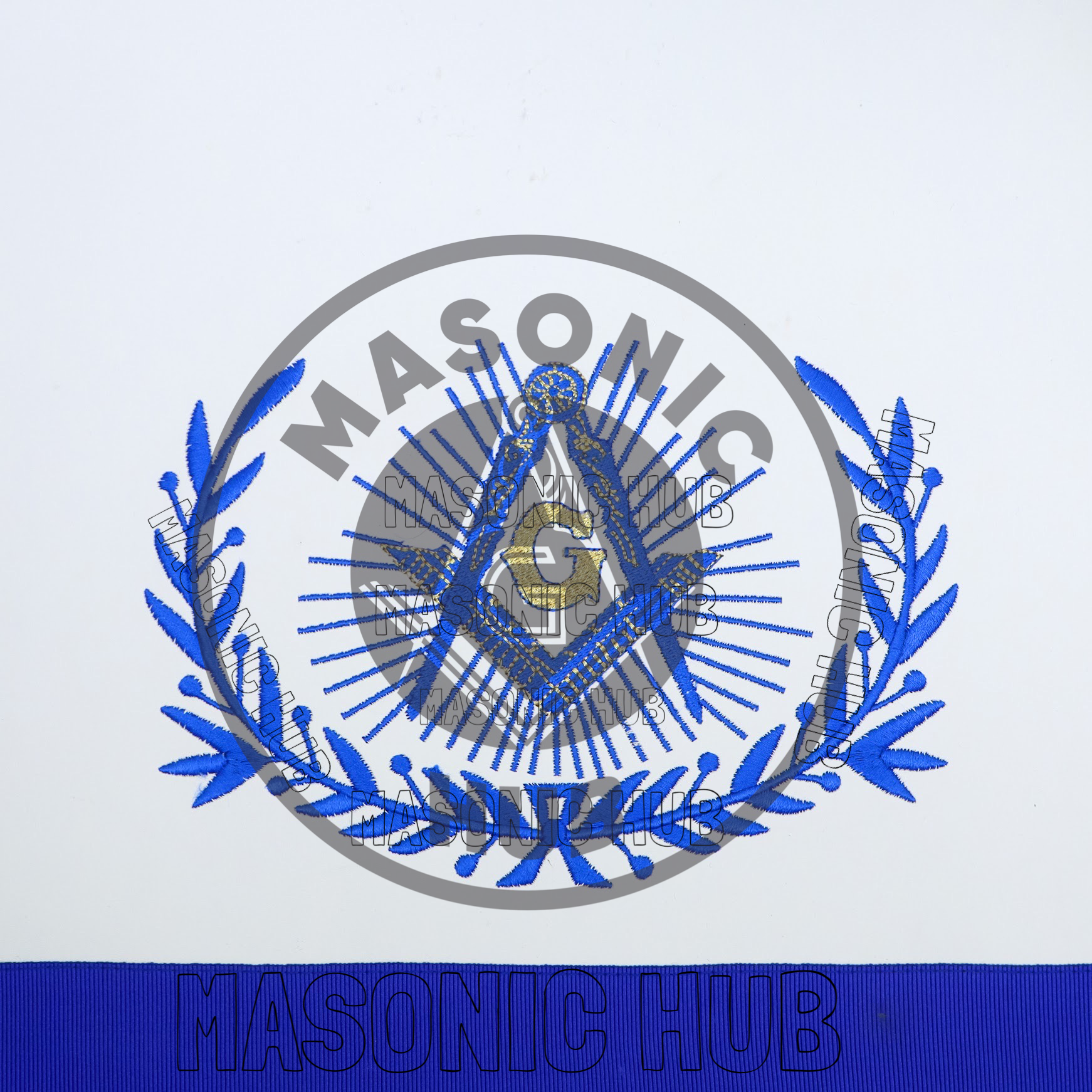 Master Mason Masonic Regalia Apron with Wreath Faux Leather, Machine Embroidered Masonic Hub