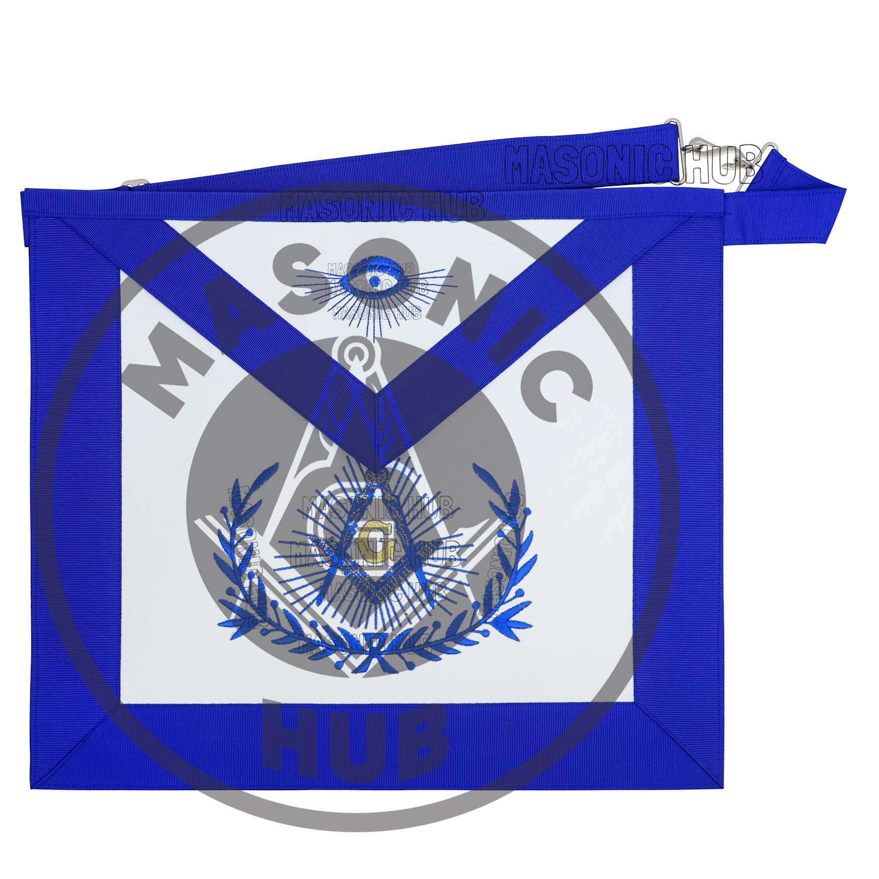 Master Mason Masonic Regalia Apron with Wreath Faux Leather, Machine Embroidered Masonic Hub