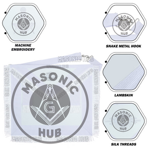 Master Mason Masonic Apron – All White Fringe Machine Embroidery All-Seeing Eye Masonic Hub
