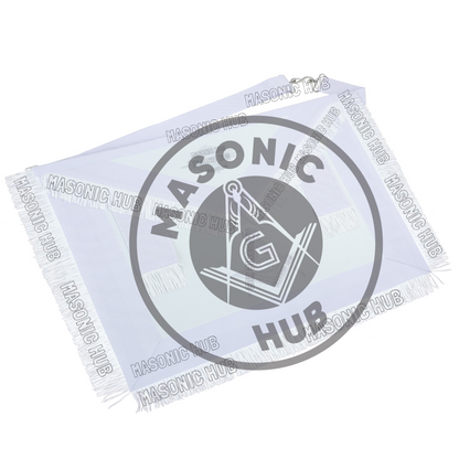 Master Mason Masonic Apron – All White Fringe Machine Embroidery All-Seeing Eye