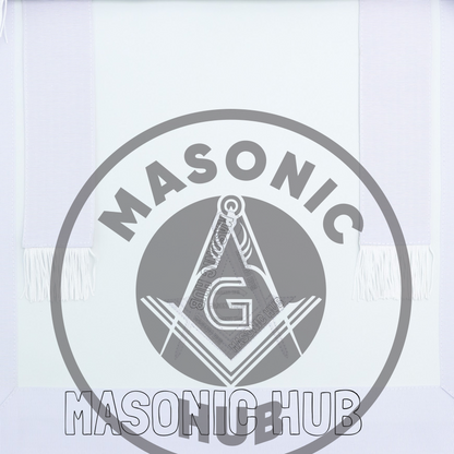 Master Mason Masonic Apron – All White Fringe Machine Embroidery All-Seeing Eye