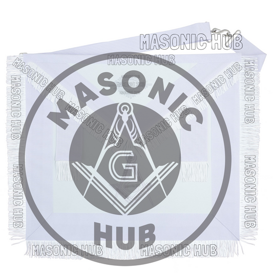 Master Mason Masonic Apron – All White Fringe Machine Embroidery All-Seeing Eye