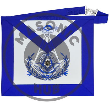 Past Master Masonic Regalia Apron with Wreath Faux Leather, Machine Embroidered