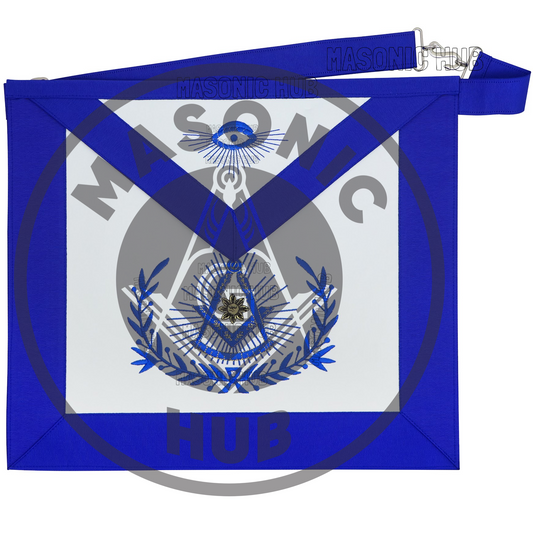 Past Master Masonic Regalia Apron with Wreath Faux Leather, Machine Embroidered