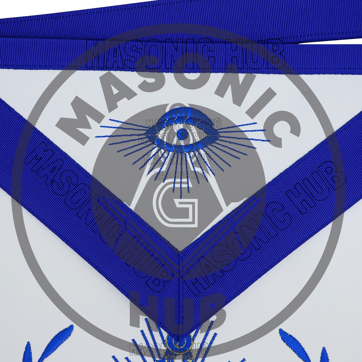 Master Mason Masonic Regalia Apron with Wreath Faux Leather, Machine Embroidered