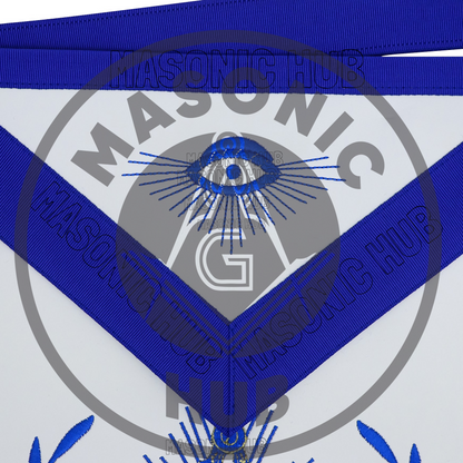 Master Mason Masonic Regalia Apron with Wreath Faux Leather, Machine Embroidered