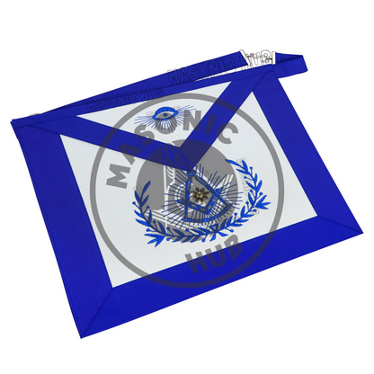 Past Master Masonic Regalia Apron with Wreath Faux Leather, Machine Embroidered