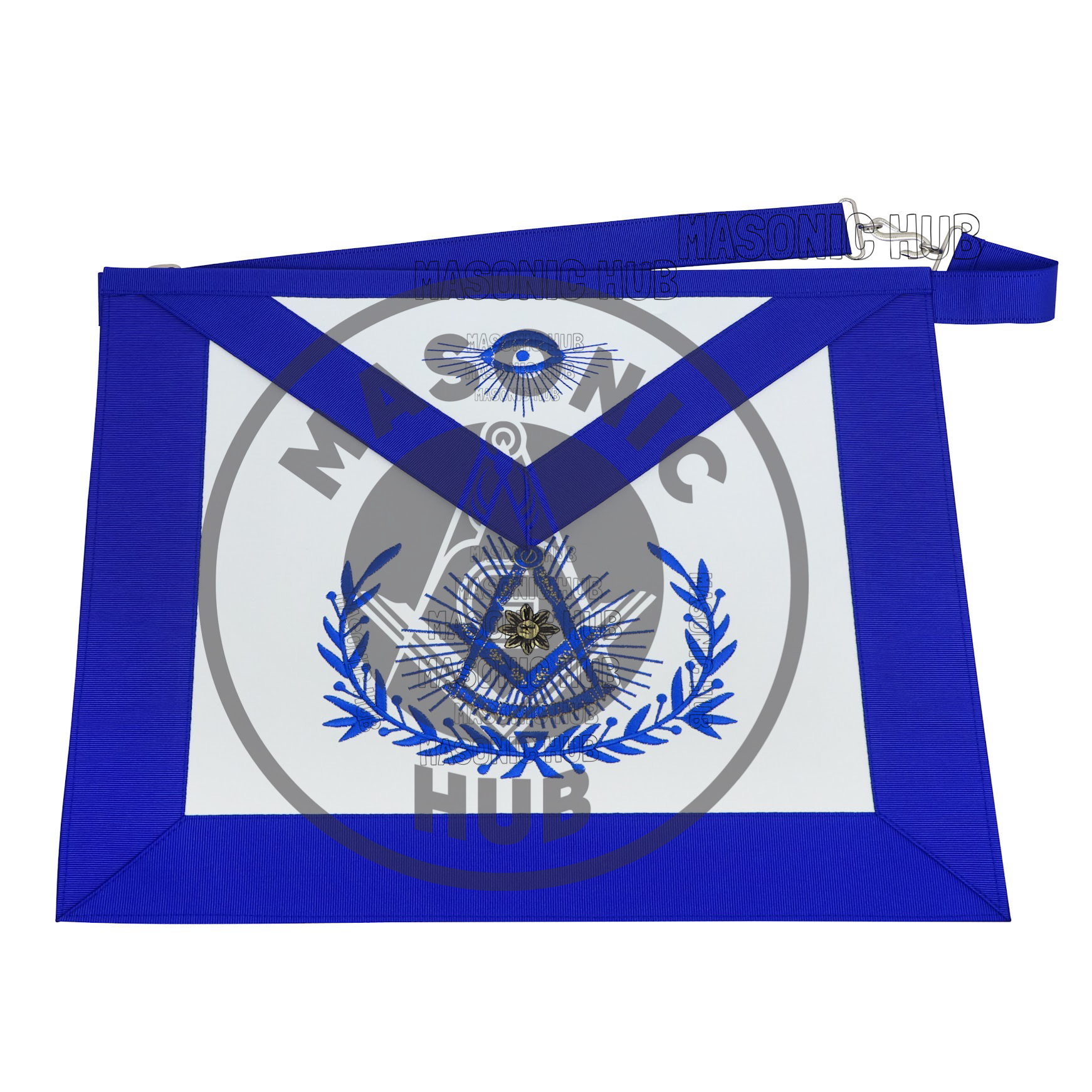 Past Master Masonic Regalia Apron with Wreath Faux Leather, Machine Embroidered Masonic Hub