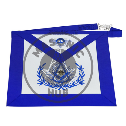 Past Master Masonic Regalia Apron with Wreath Faux Leather, Machine Embroidered