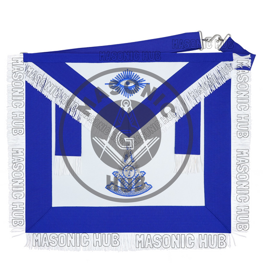 Masonic Past Master Apron – Embroidered with Metallic Silver Threads & Fringe