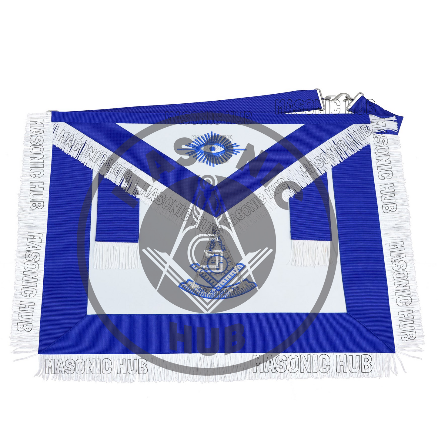 Masonic Past Master Apron – Embroidered with Metallic Silver Threads & Fringe