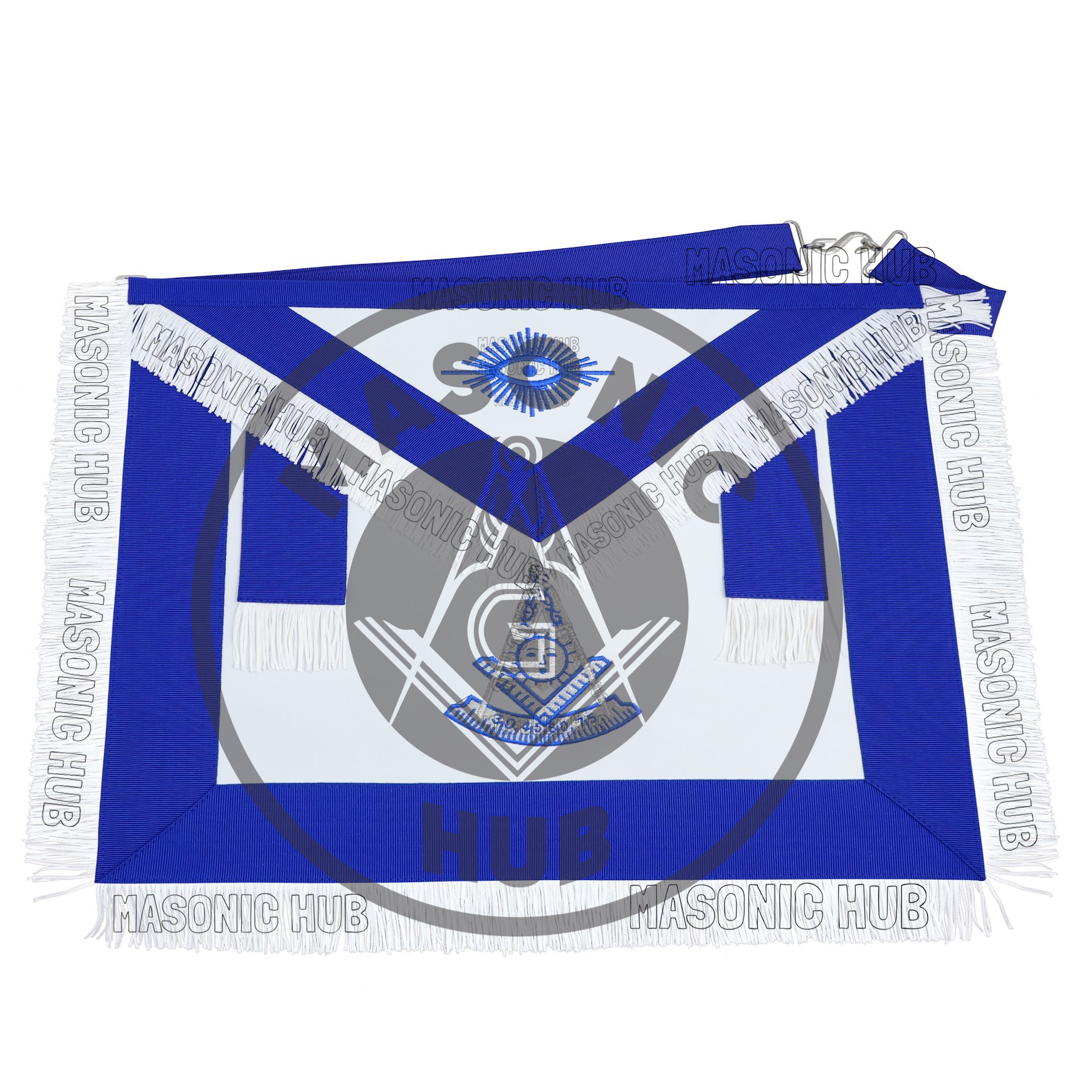 Masonic Past Master Apron – Embroidered with Metallic Silver Threads & Fringe Masonic Hub
