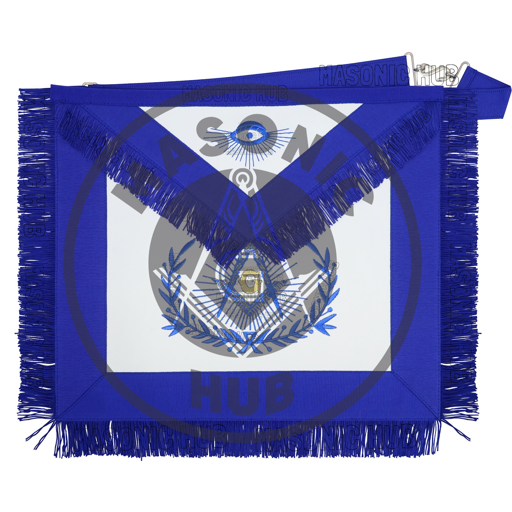 Master Mason Masonic Regalia Apron with Wreath Faux Leather, Machine Embroidered Masonic Hub