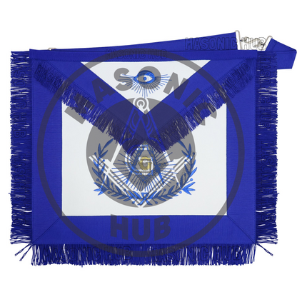 Master Mason Masonic Regalia Apron with Wreath Faux Leather, Machine Embroidered