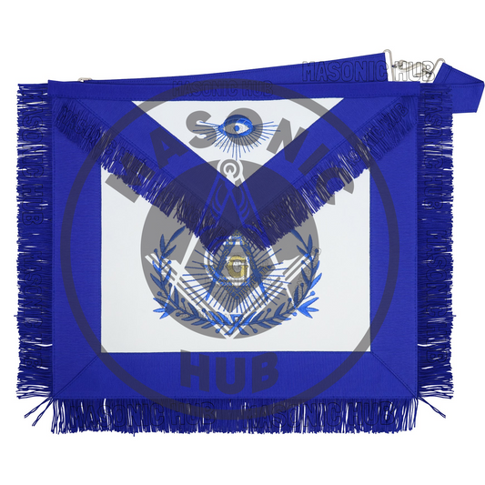 Master Mason Masonic Regalia Apron with Wreath Faux Leather, Machine Embroidered